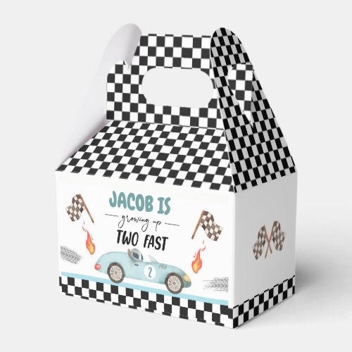 Growing Up Two Fast Race Car Boy Second Birthday Favor Boxes