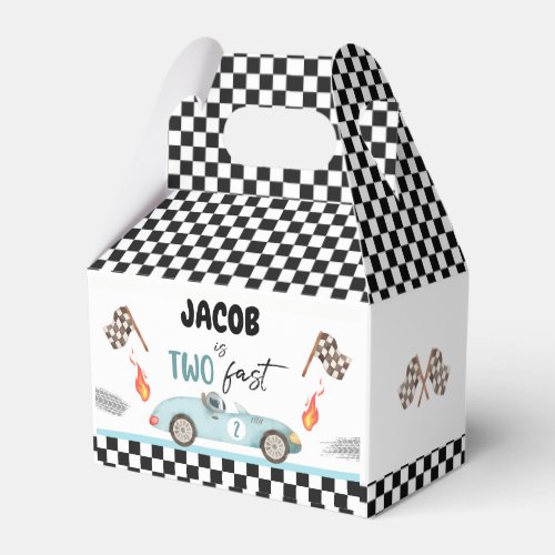 Growing Up Two Fast Race Car Boy Second Birthday Favor Boxes