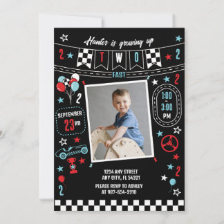 Growing Up Two Fast Racing Birthday Invitation