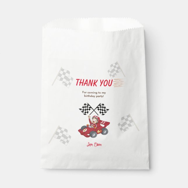 Growing up two fast red car favor bag (Front)