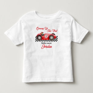 Growing up Two Fast Red Race Car 2nd Birthday Toddler T-shirt