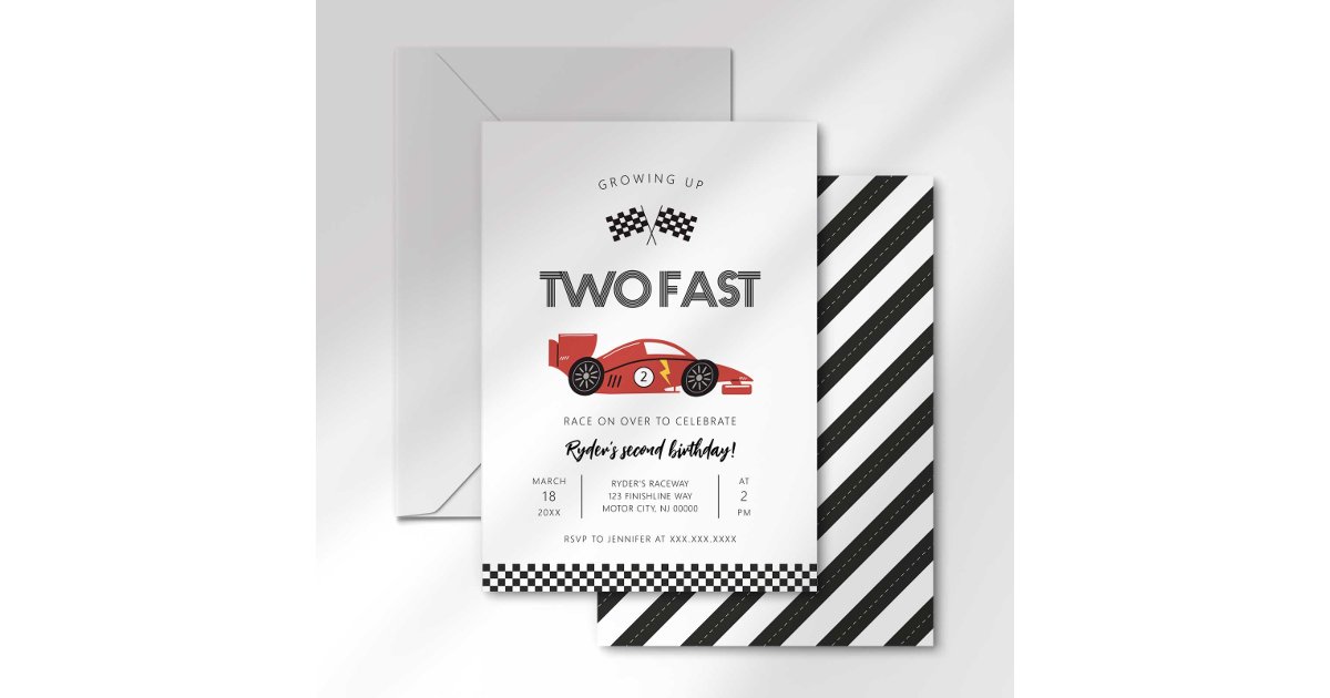 Growing up Two Fast Second Birthday Invitation
