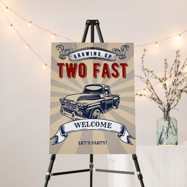 Growing Up Two Fast Welcome Sign 2nd birthday boy (In Situ (Stand))