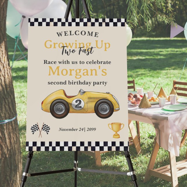 Growing Up Two Fast Yellow Race Car Kids 2nd  Foam Board (Creator Uploaded)