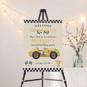 Growing Up Two Fast Yellow Race Car Kids 2nd  Foam Board