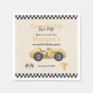 Growing Up Two Fast Yellow Race Car Kids 2nd Napkins