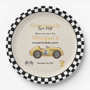 Growing Up Two Fast Yellow Race Car Kids 2nd  Paper Plates