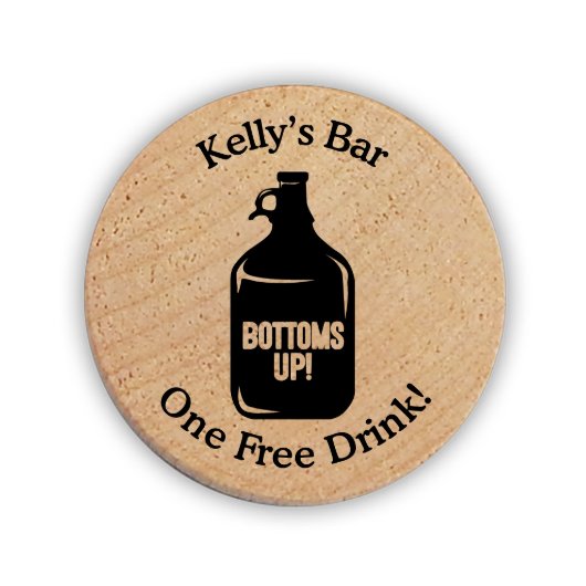 Growler Drink Token Wooden Nickels (Front)