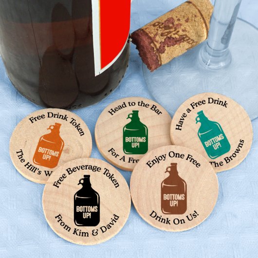Growler Drink Token Wooden Nickels (Front)