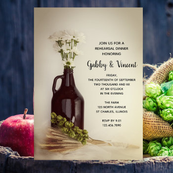 Growler  Hops And Daisies Brewery Rehearsal Dinner Invitation by loraseverson at Zazzle