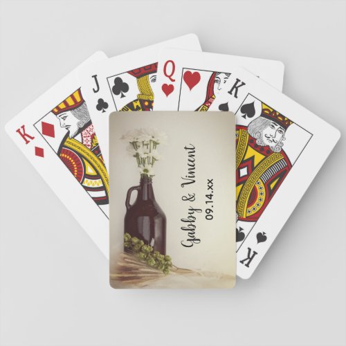 Growler Hops and Daisies Brewery Wedding Favor Playing Cards