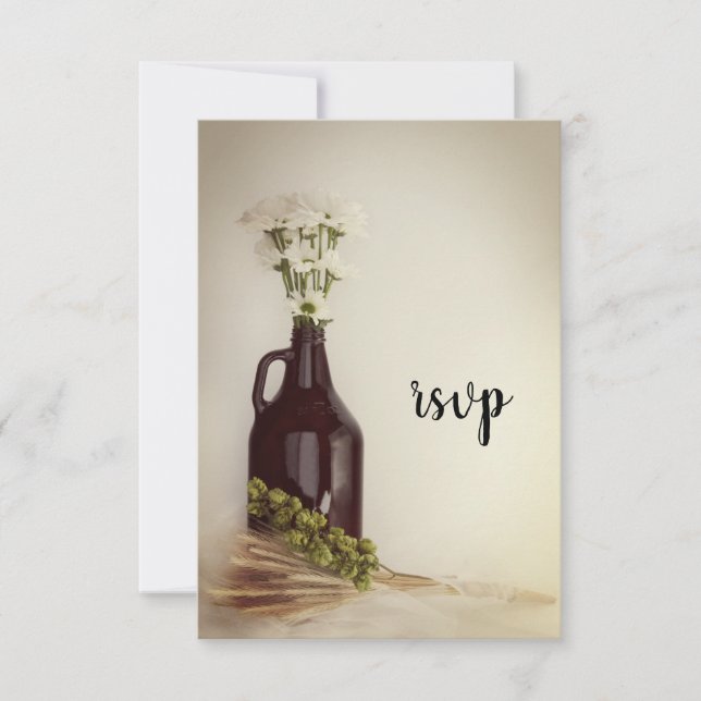 Growler, Hops and Daisies Brewery Wedding RSVP (Front)