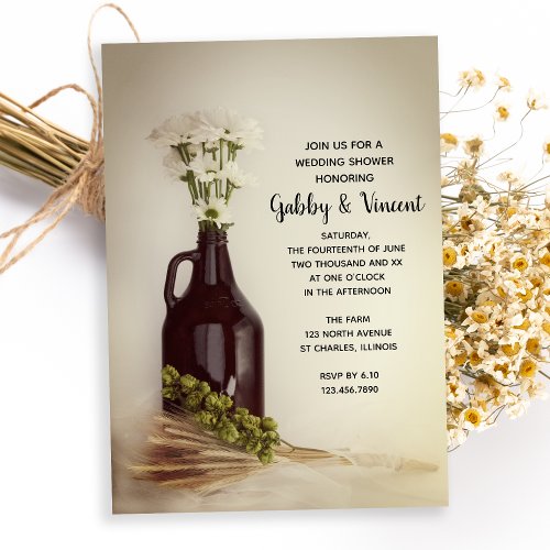 Growler Hops and Daisies Brewery Wedding Shower Invitation