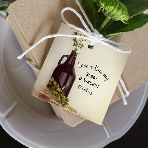 Growler Hops and Daisies Love is Brewing Wedding Favor Tags