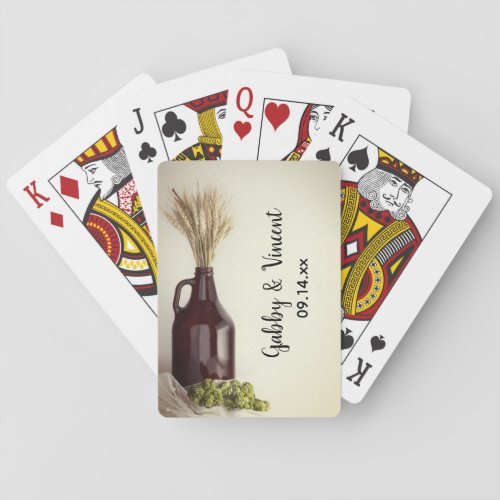 Growler Hops and Wheat Brewery Wedding Favor Playing Cards