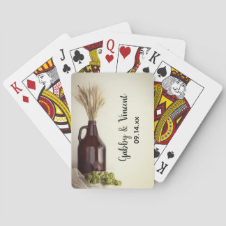 Growler, Hops and Wheat Brewery Wedding Favor Poker Cards