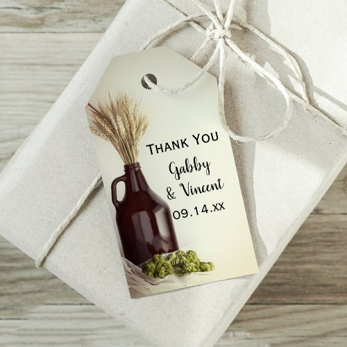 Growler Hops and Wheat Brewery Wedding Favor Tags