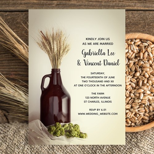 Growler Hops and Wheat Brewery Wedding Invitation