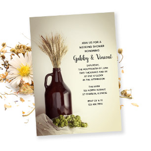 Growler, Hops and Wheat Brewery Wedding Shower  Invitation
