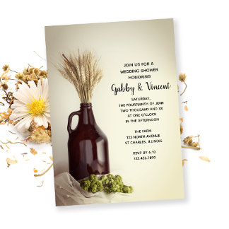 Growler, Hops and Wheat Brewery Wedding Shower  Invitation