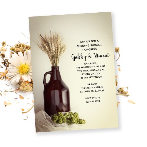 Growler Hops and Wheat Brewery Wedding Shower  Invitation