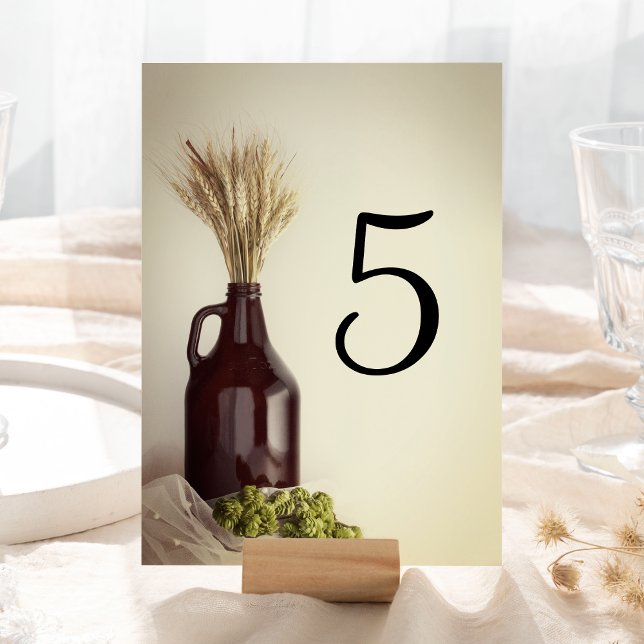 Growler, Hops and Wheat Brewery Wedding Table Number (Creator Uploaded)
