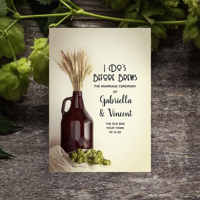 Growler, Hops and Wheat Brewery Wedding  Tri-Fold Program (Creator Uploaded)