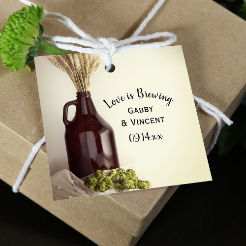 Growler Hops and Wheat Love is Brewing Wedding Favor Tags