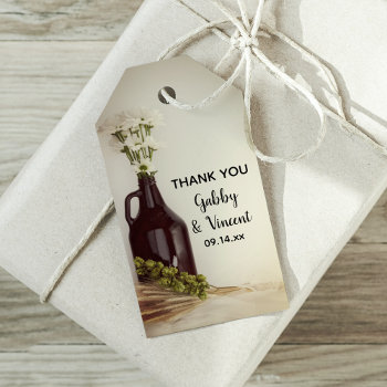 Growler Hops Daisies Brewery Wedding Favor Tags by loraseverson at Zazzle