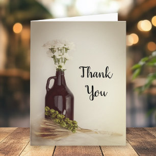 Growler Hops Daisies Brewery Wedding Thank You Card