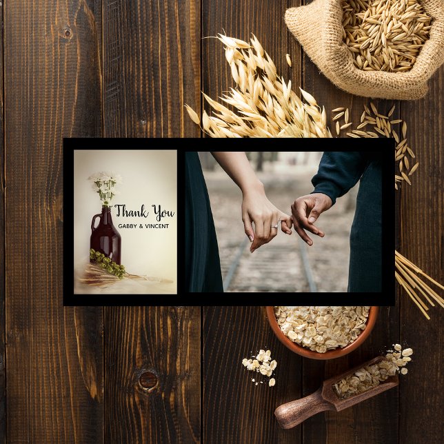 Growler, Hops, Daisies Brewery Wedding Thank You Card (Creator Uploaded)