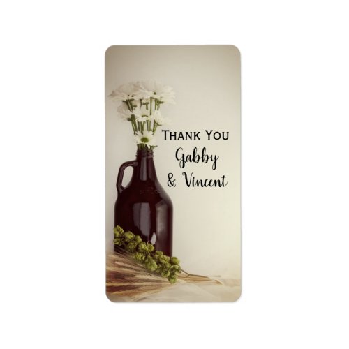 Growler Hops Daisies Brewery Wedding Thank You Tag