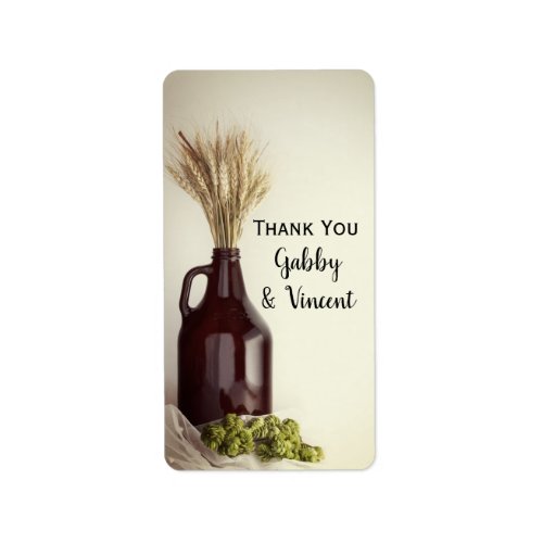Growler Hops Wheat Brewery Wedding Thank You Tags