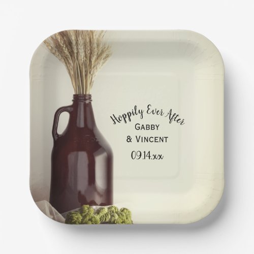 Growler Hops Wheat Hoppily Ever After Wedding  Paper Plates