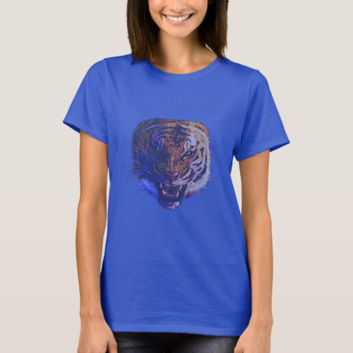 Growling Asian Tiger Wildlife_lover Art Apparel T_Shirt