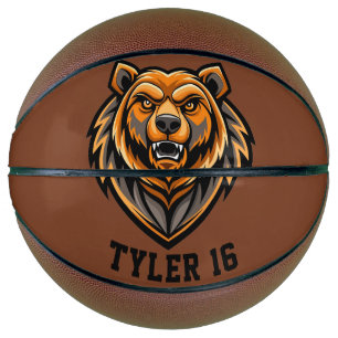 Growling Bear Logo Personalize Basketball