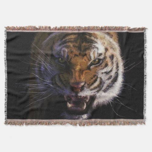 Growling Bengal Tiger for Big Cat_lovers Wildlife Throw Blanket