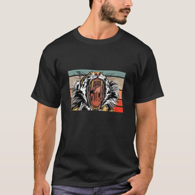 Growling Bengal Tiger Retro Wildlife Animal Bengal T-Shirt (Front)