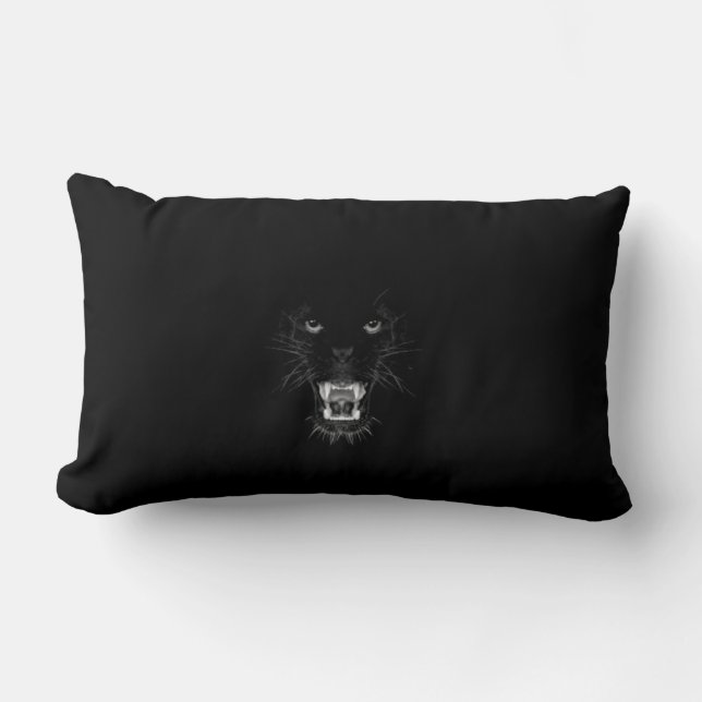 growling black panther lumbar pillow (Front)