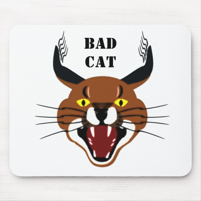 Growling Caracal Bad Cat Mouse Pad (Front)