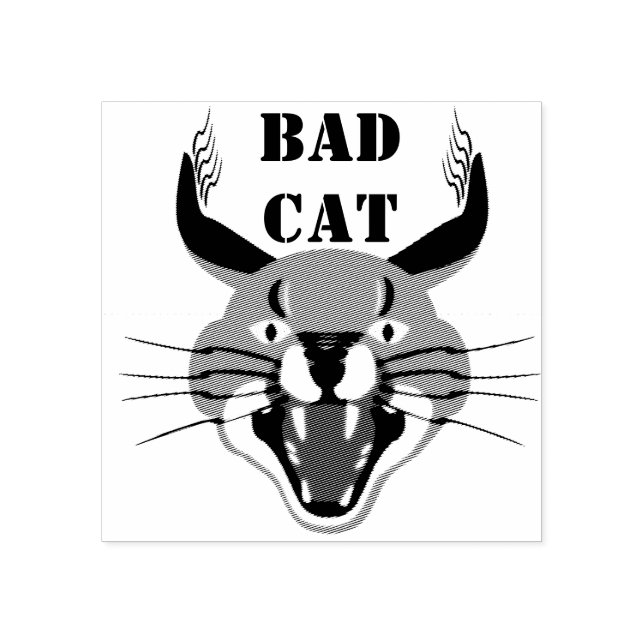 Growling Caracal Bad Cat Rubber Stamp (Imprint)