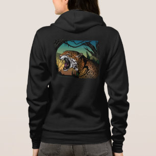 Growling Jaguar Jungle Design – Wild Cat Teal Hoodie