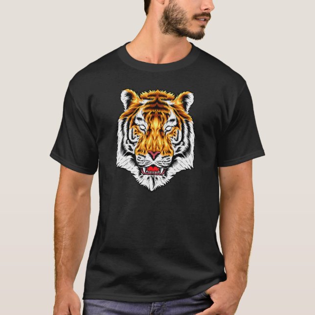 Growling Mouth Funny Bengal Tiger Mens Womens Kids T-Shirt (Front)
