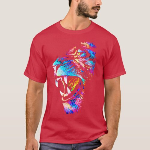 Growling Mouth Open Bengal Lion T_Shirt