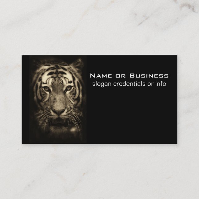 Growling Tiger Face in Sepia Tones Business Card (Front)
