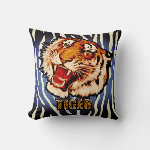 Growling Tiger Graphic Art Throw Pillow