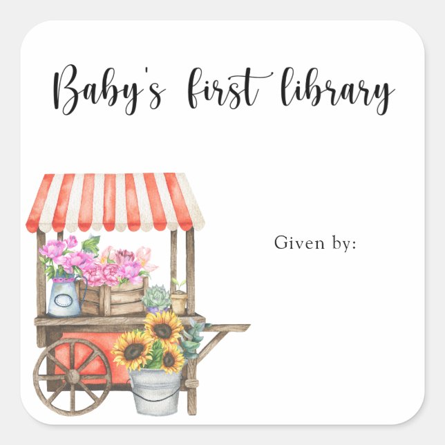Grown Baby Shower bookplate - baby's first library (Front)