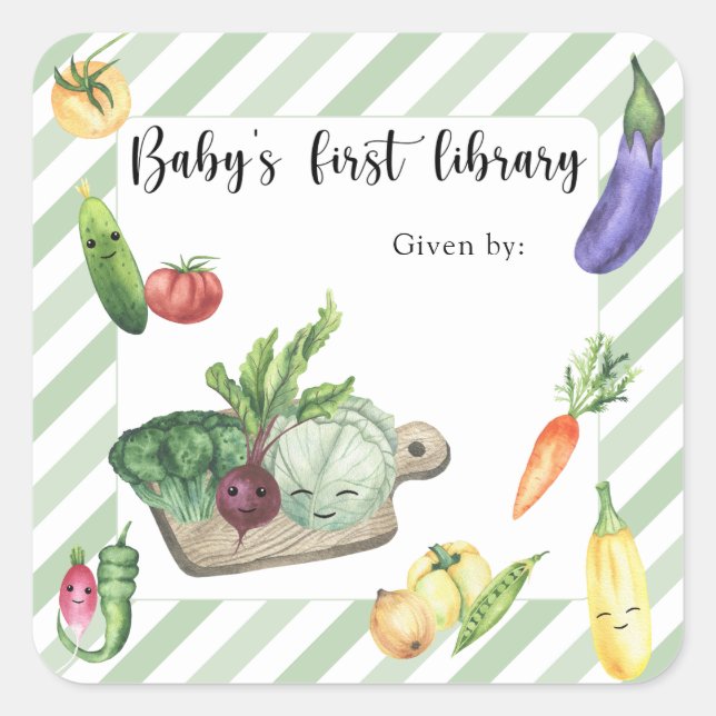 Grown Baby Shower bookplate - baby's first library (Front)