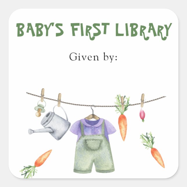 Grown Baby Shower bookplate - baby's first library (Front)