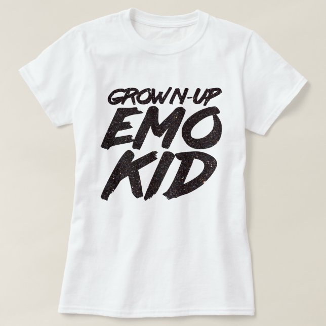 Grown-up emo kid black glitter T-Shirt (Design Front)
